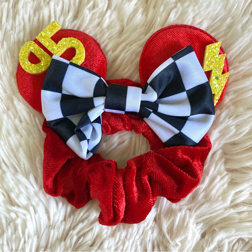 Lightning McQueen Cars Minnie Mouse Ears Hair Scrunchie